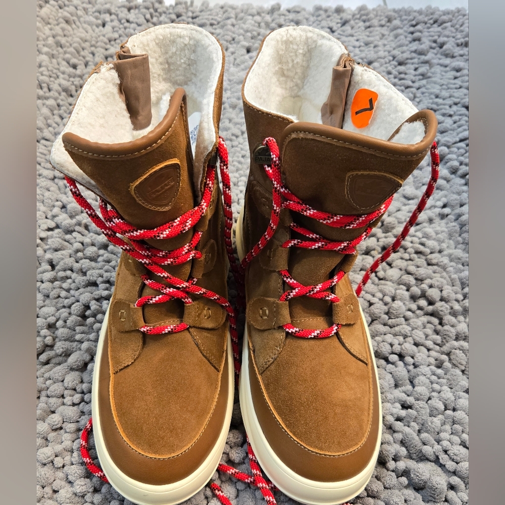 Pajar Women Addison Faux Fur Lined Brown lace Hiking Boots Size 7